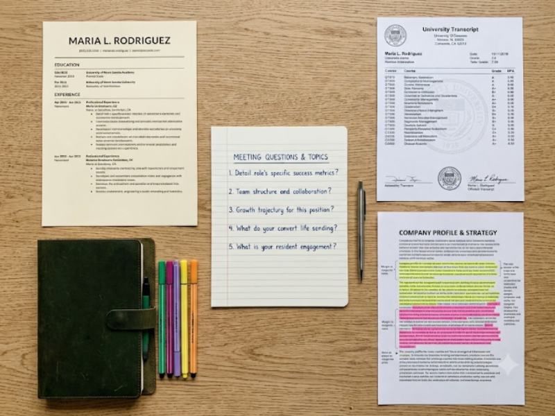 Checklist of documents to bring to a career counselling appointment