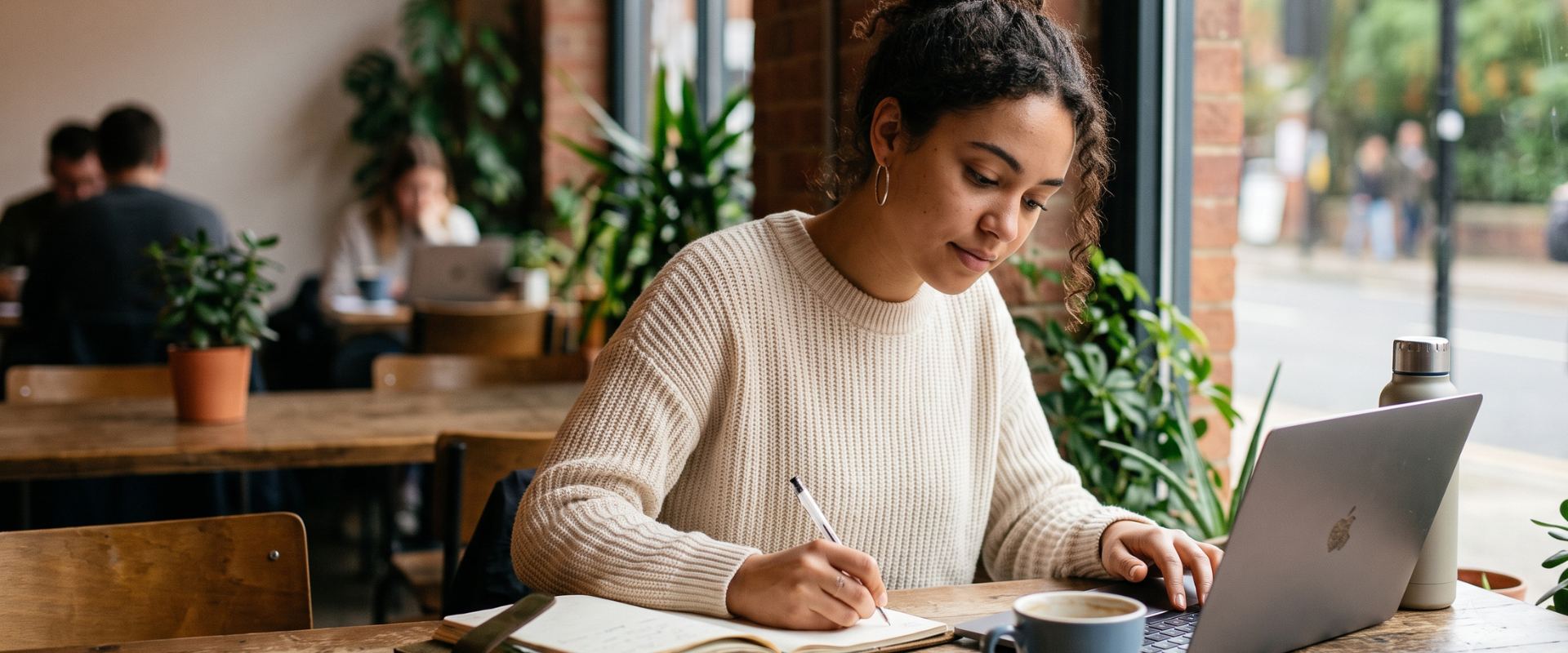 Student preparing notes before a career counselling session