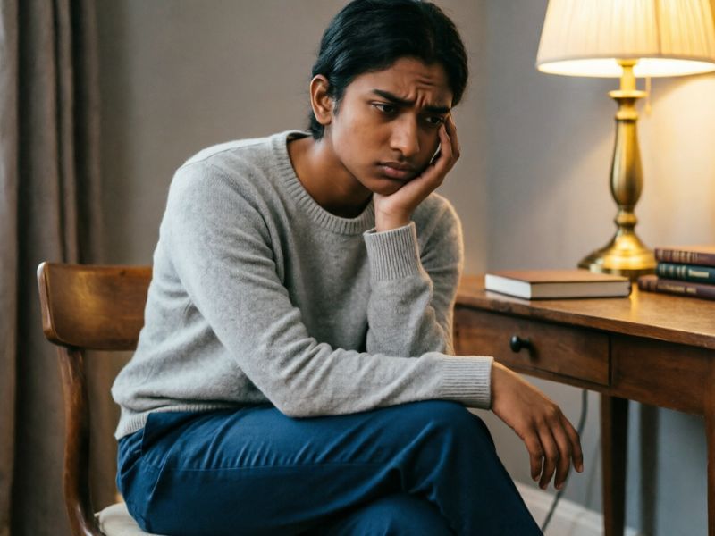 Anxious student before their first career counseling session in India